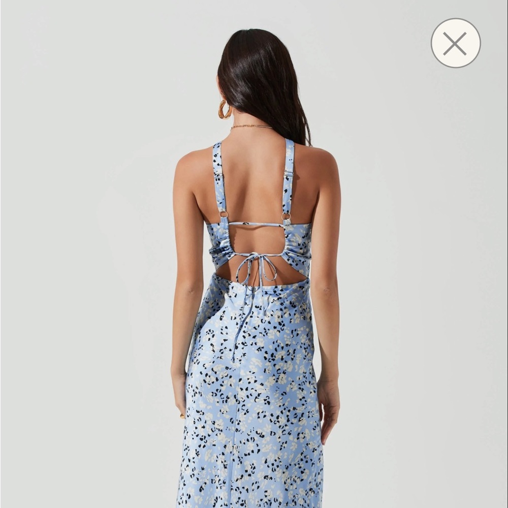 Astr Light Blue Floral Print Halter Midi Dress - Picture 2 of 5